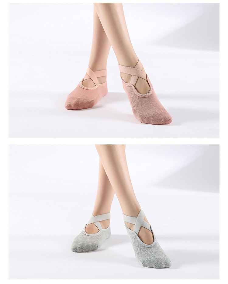 001 Calzini antiscivolo da donna per yoga, autunno e inverno, in cotone spesso, per pilates, danza e fitness, punta aperta, per interni_voghion.com