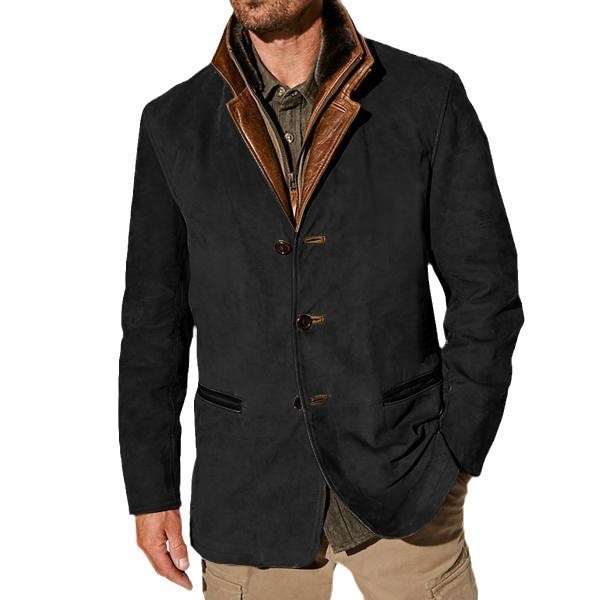 ActiveGo ActiveGo Cross-Border Spring Autumn New European And American Fashion Retro Jacket Men's Casual Coat Turn-Down Collar Workwear_voghion.com