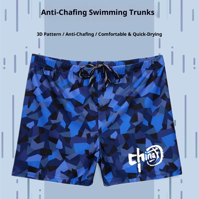 001 National Trend New Adult Plus Size Printed Men's Swimwear Boxer Hot Spring Quick-Dry Professional Swimming Trunks_voghion.com