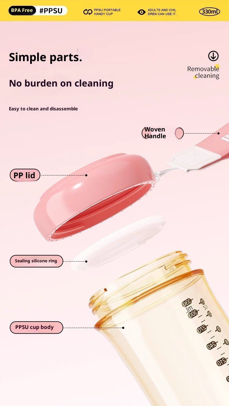 001 PPSU Mini 330ml Leak-Proof High Temperature Resistant Pocket Portable Student Girl Lightweight Travel Water Cup_voghion.com