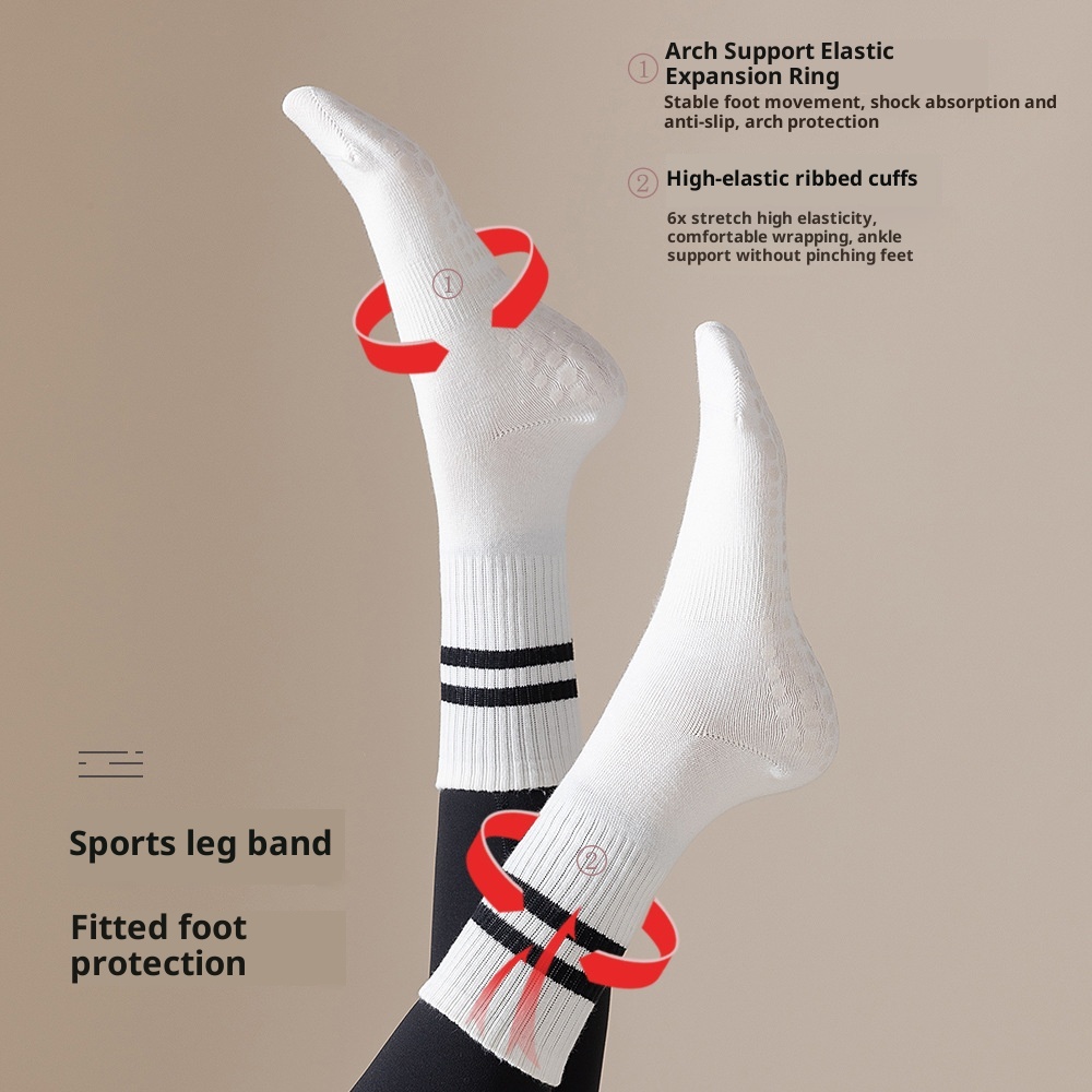 Chaussettes hautes antidérapantes spéciales yoga pour femmes, anti-odeurs, mi-mollet, style pilates, avec motif requin._voghion.com