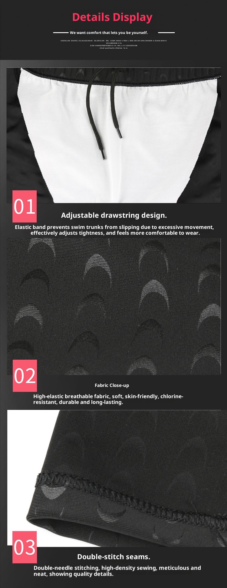 001 Qilang Plus Size Men's Swim Adult Breathable Five-Point Shorts Beach Vacation Anti-Embarrassment Swimming Trunks_voghion.com