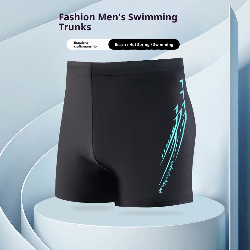 001 Men's Trunks Adult Large Size Boxer Anti-Embarrassment Quick-Dry High-Waist Sports Beach Shorts Swimming Gear Set_voghion.com