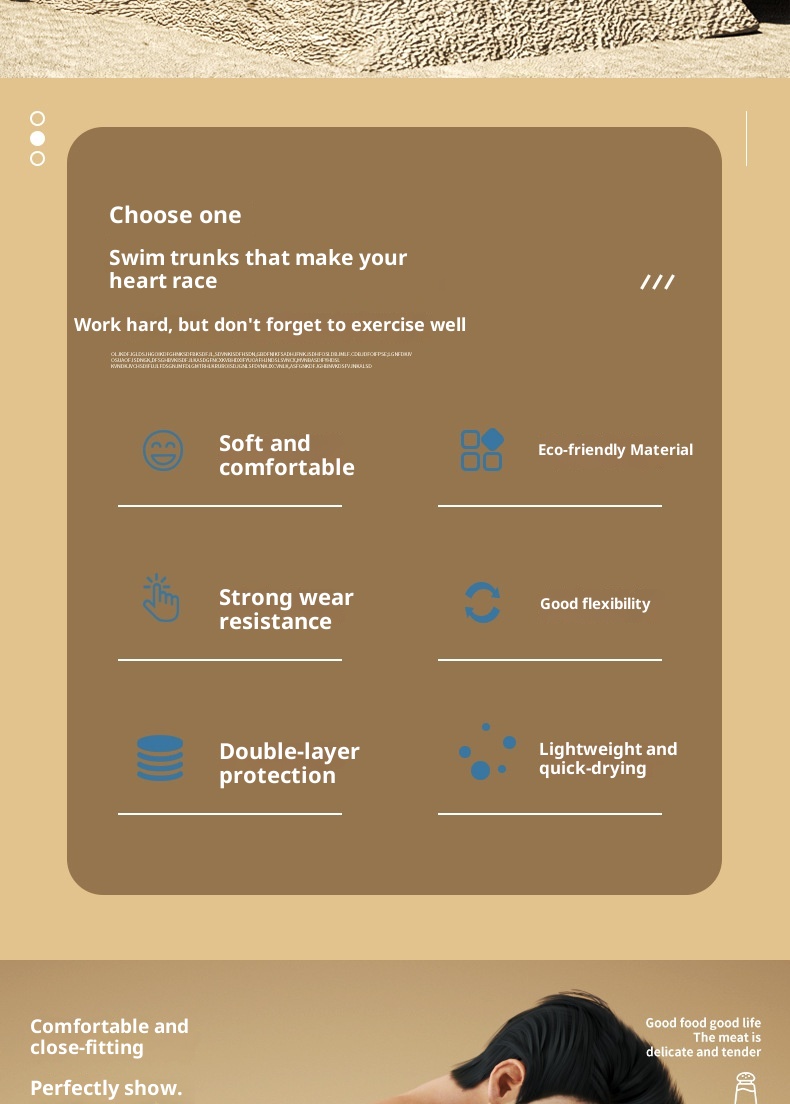 001 Men's Double Layer Swim Boxer Adult Quick-Dry Anti-Embarrassment Trunks Beach Shorts Hot Spring Swimming Gear Set_voghion.com