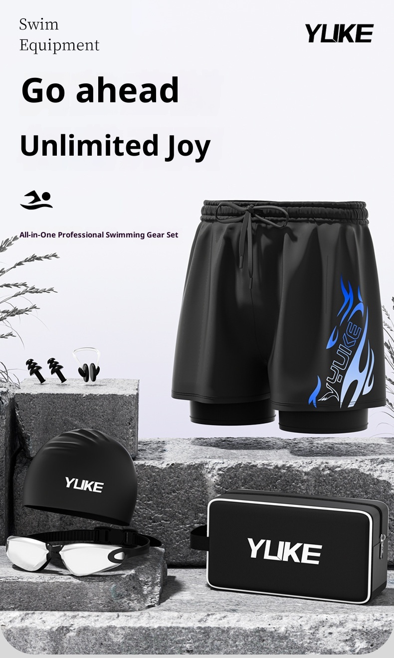 001 Adult Nw Profssional Quick-Dry Two-Layr Loos Larg Siz Doubl-Layr Anti-Embarrassmnt Swimming Trunks St_voghion.com