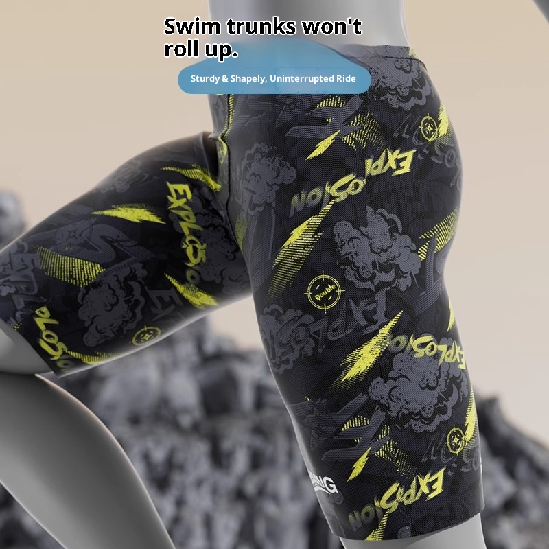 001 Men's Trunks Adult New Five-Point Swim Large Size Quick-Dry Racing Shorts Hot Spring Swimming Gear Full Set For Men_voghion.com