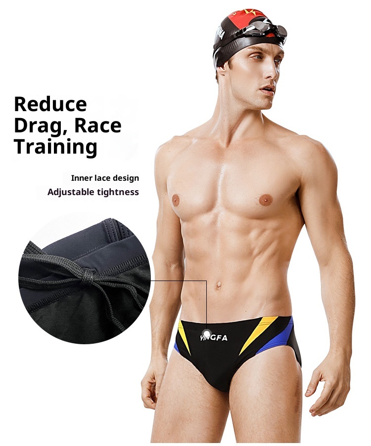 001 Yingfa Men's Racing Training Triangle Adult Children Professional Competitive Swim Trunks_voghion.com