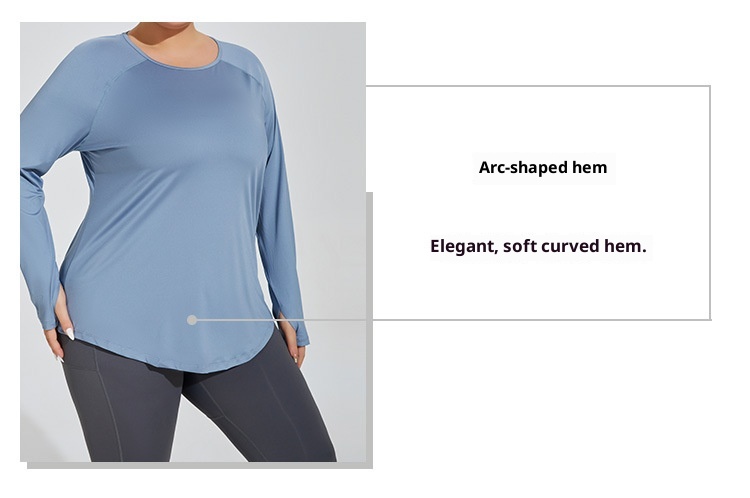 ActiveGo ActiveGo Plus Size Loose Fit Hip-Covering Yoga Shirt Slimming Mesh Back Traspirante Manica Lunga Running Fitness Top Abbigliamento Sportivo Per_voghion.com