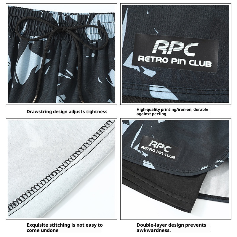 001 Dwuwarstwowe kąpielówki męskie, bokserki, pięciopunktowy strój kąpielowy, antyskrępowanie, nowy profesjonalny strój kąpielowy dla dorosłych na plażę_voghion.com