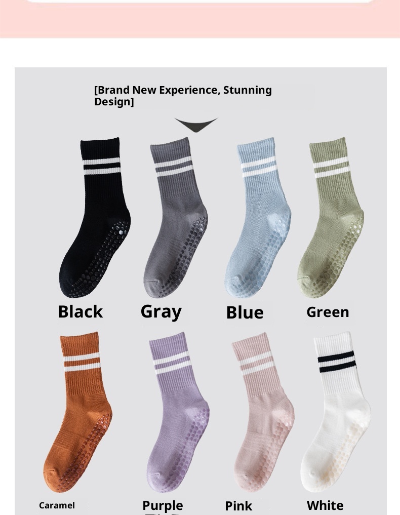 001 Pilates Professional Fünf-Zehen-Socken für mittelhohe Waden, rutschfest, einfarbig, für Yoga und Bodenarbeit_voghion.com