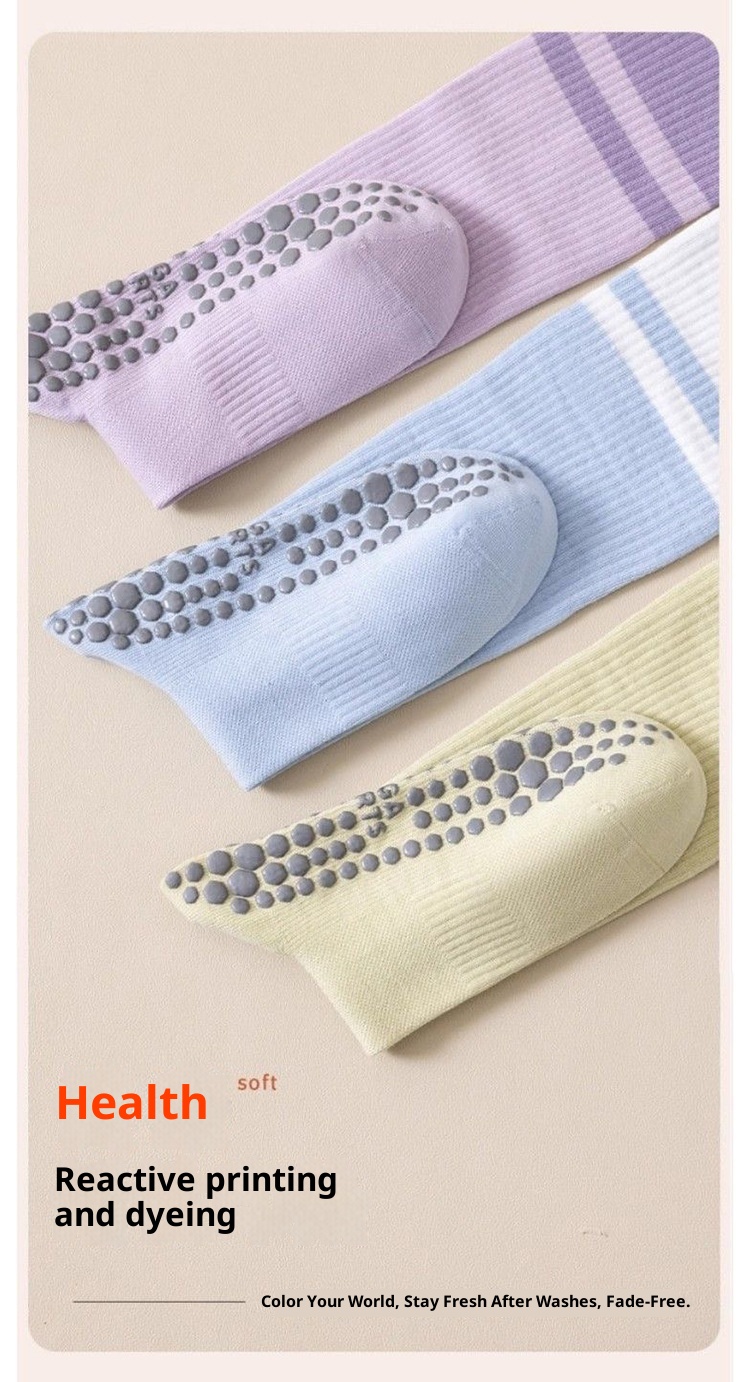 001 Yoga Socks Thin Non-Slip Mid-Calf Professional Compression Calf Pilates Summer Jump Rope Running Sports Fitness_voghion.com