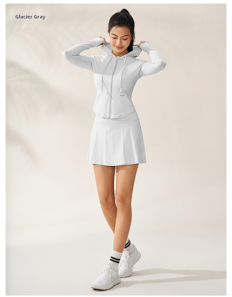 ActiveGo ActiveGo Zhejiang Xichen Original Yarn, abbigliamento da yoga traspirante con cappuccio e protezione solare UV per donna, abbigliamento leggero per esterni_voghion.com