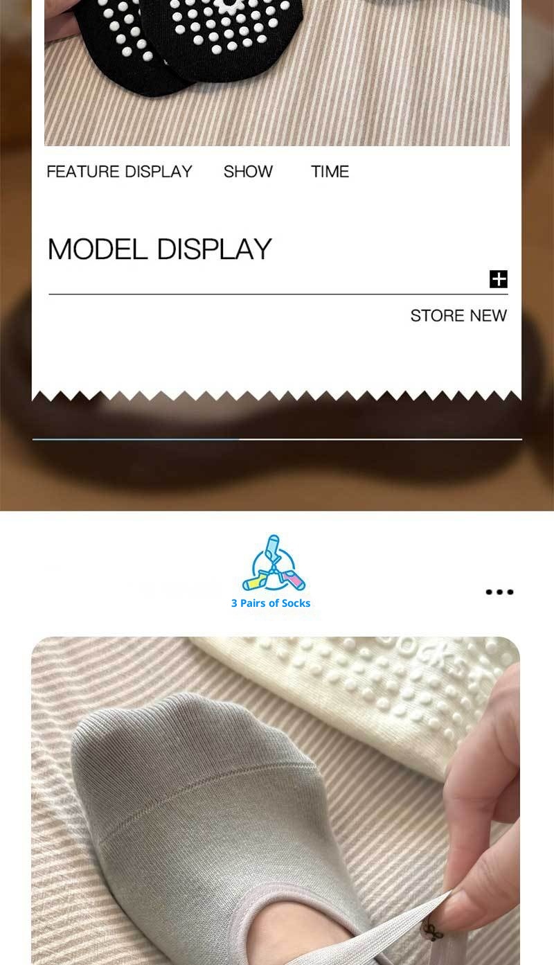 Chaussettes de sport pour femmes, modèle Yoga Pilates 001, fines, en coton, antidérapantes, sans déport du talon, idéales pour le sport et le fitness._voghion.com