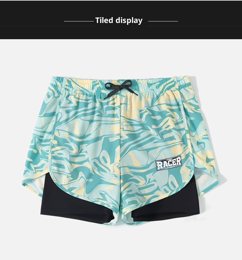 001 Herren-Badehose, doppellagig, Fünf-Punkt-Schwimmset, Anti-Peinlichkeit, neue professionelle Strand-Schwimmbekleidung_voghion.com