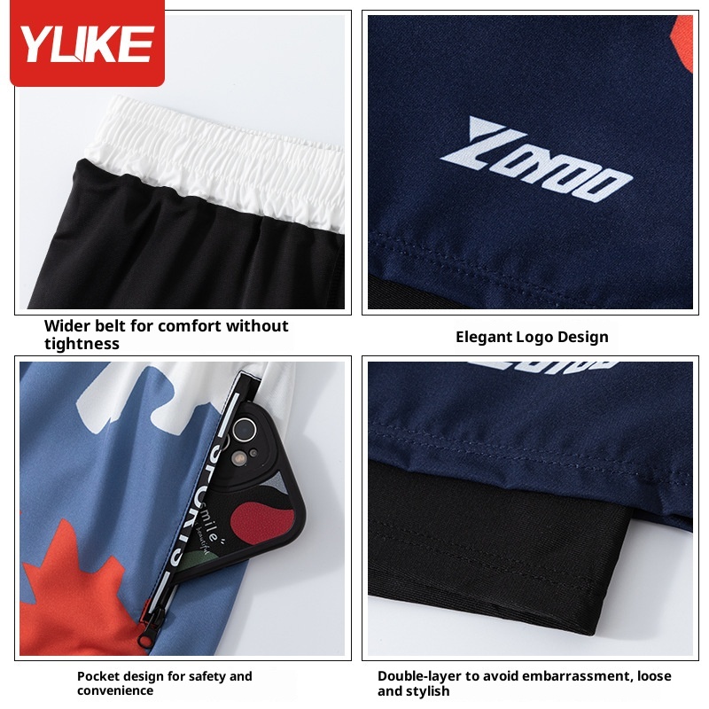 001 Men's Swim Trunks Anti-Embarrassment New Professional Boxer Five-Point Swimsuit Set Beach Adult Swimming Gear_voghion.com