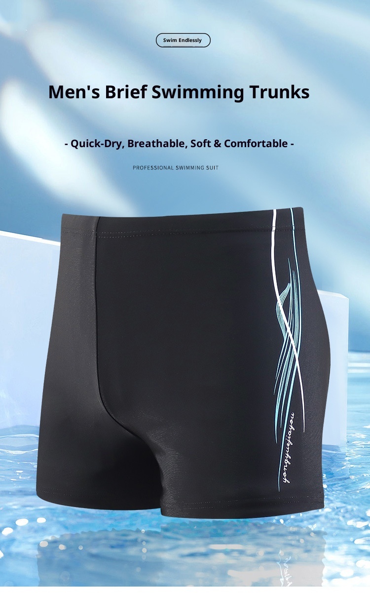 001 Swimming Boxer Factory Direct New Men's Adult Swim Trunks Plus Size Anti-Embarrassment Quick-Dry High-Waist Swimwear_voghion.com