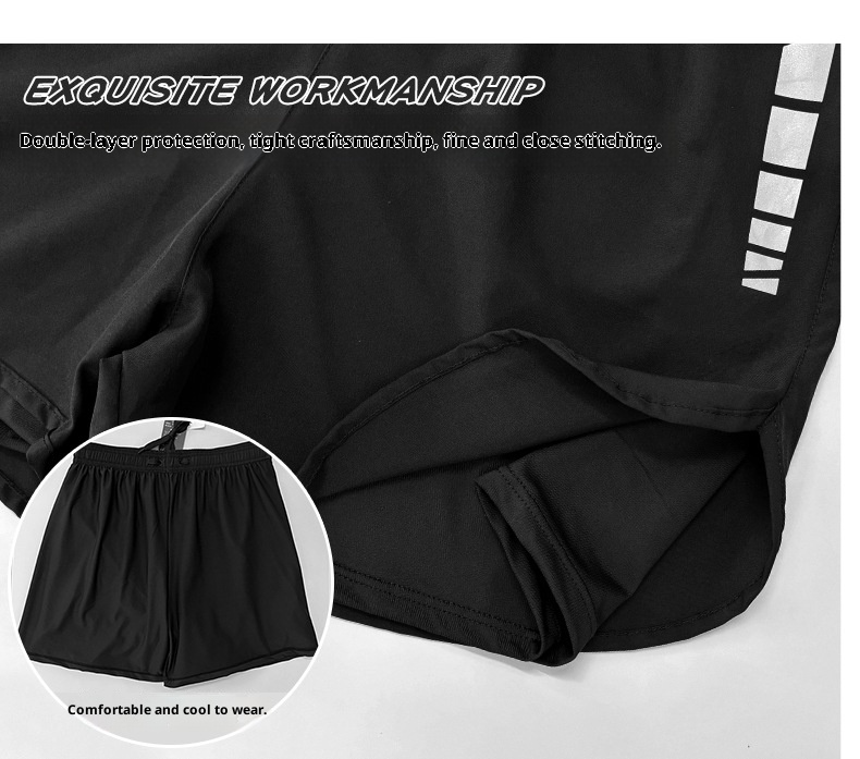 001 Adult Trunks Double Layer Loose Anti-Embarrassment Quick-Dry Swimming Suit Men's Boxer Large Size Swimsuit Hot Spring_voghion.com