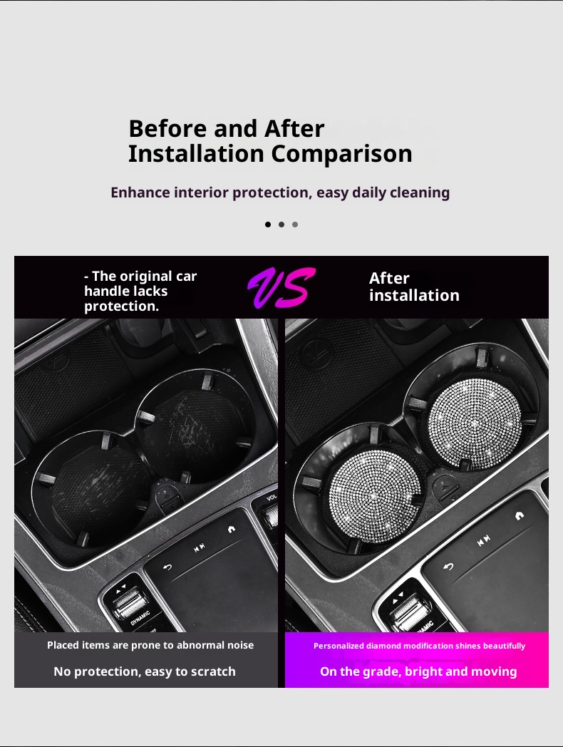 Small Deng Small Deng Cross-Border Exclusive With Rhinestones, Mat, Creative Car Anti-Slip Silicone Rhinestone Cup Mat_voghion.com