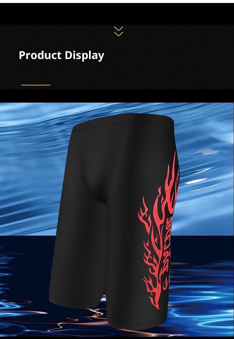 001 Baiya Men's Swimming Quick-Dry Adult Large Size Boxer Fashion Polyester Five-Point Hot Spring Anti-Embarrassment Swim_voghion.com