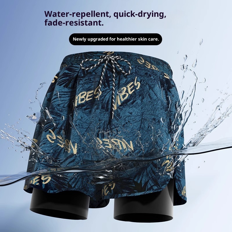 001 Men's Swimming Anti-Embarrassment Double Layer Boxer Swim Trunks Adult 2025 New Professional Hot Spring Swimsuit Full_voghion.com