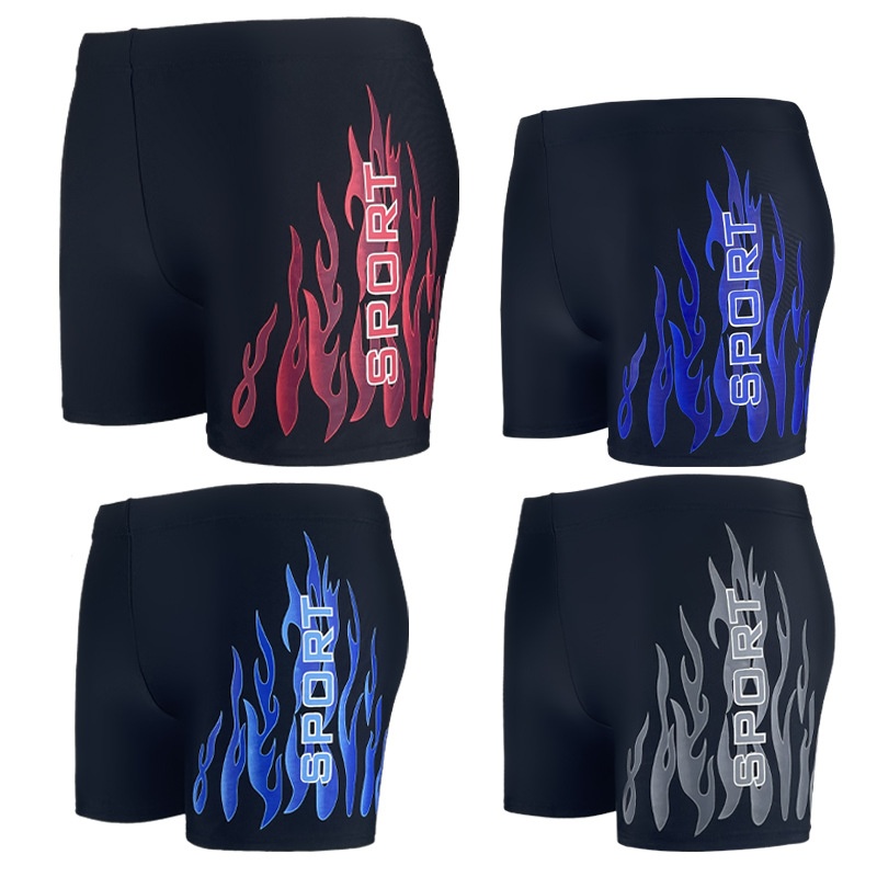 001 Men's Adult Quick-Dry Loose Swimwear Plus Size Boxer With Swim Cap Set Vacation Swimming Trunks_voghion.com