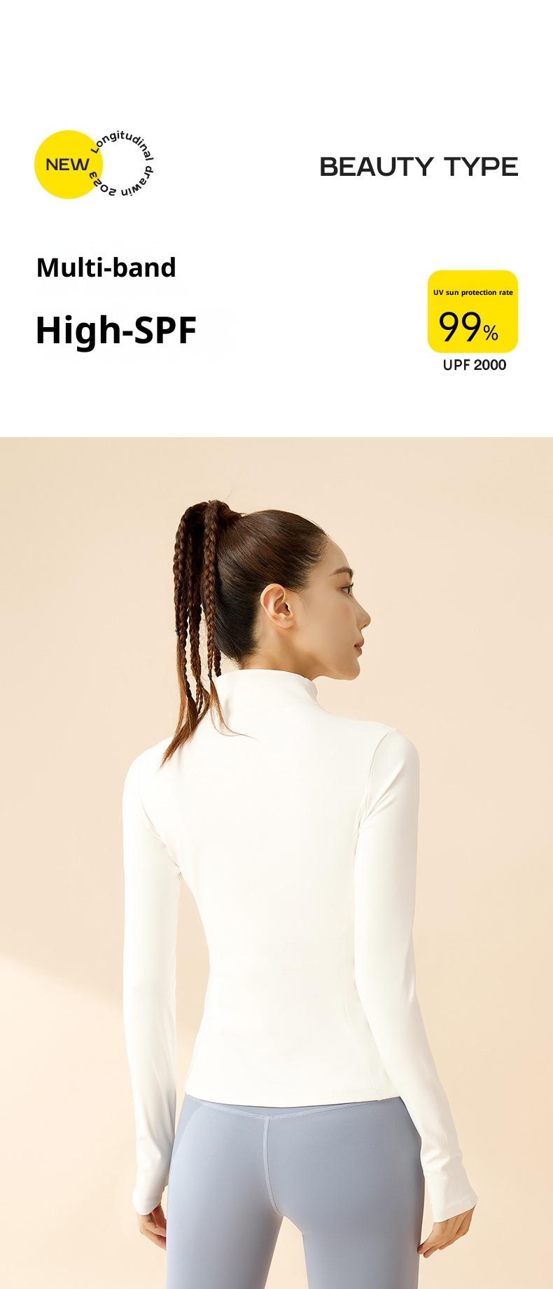 ActiveGo ActiveGo Abbigliamento solare per donna, estate, sport all'aria aperta, protezione UV, giacca aderente con colletto alla coreana_voghion.com