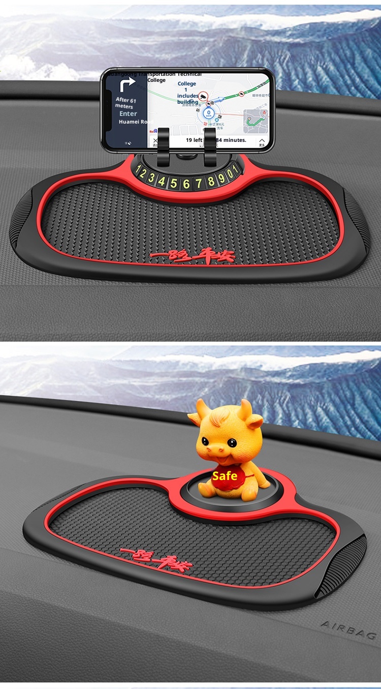 Xiao Deng Handyhalterung, multifunktional, mit Nationalflagge, rutschfest, für Armaturenbrett, Instrumententafel, Auto-Ablagematte, Parkplatznummernschild_voghion.com