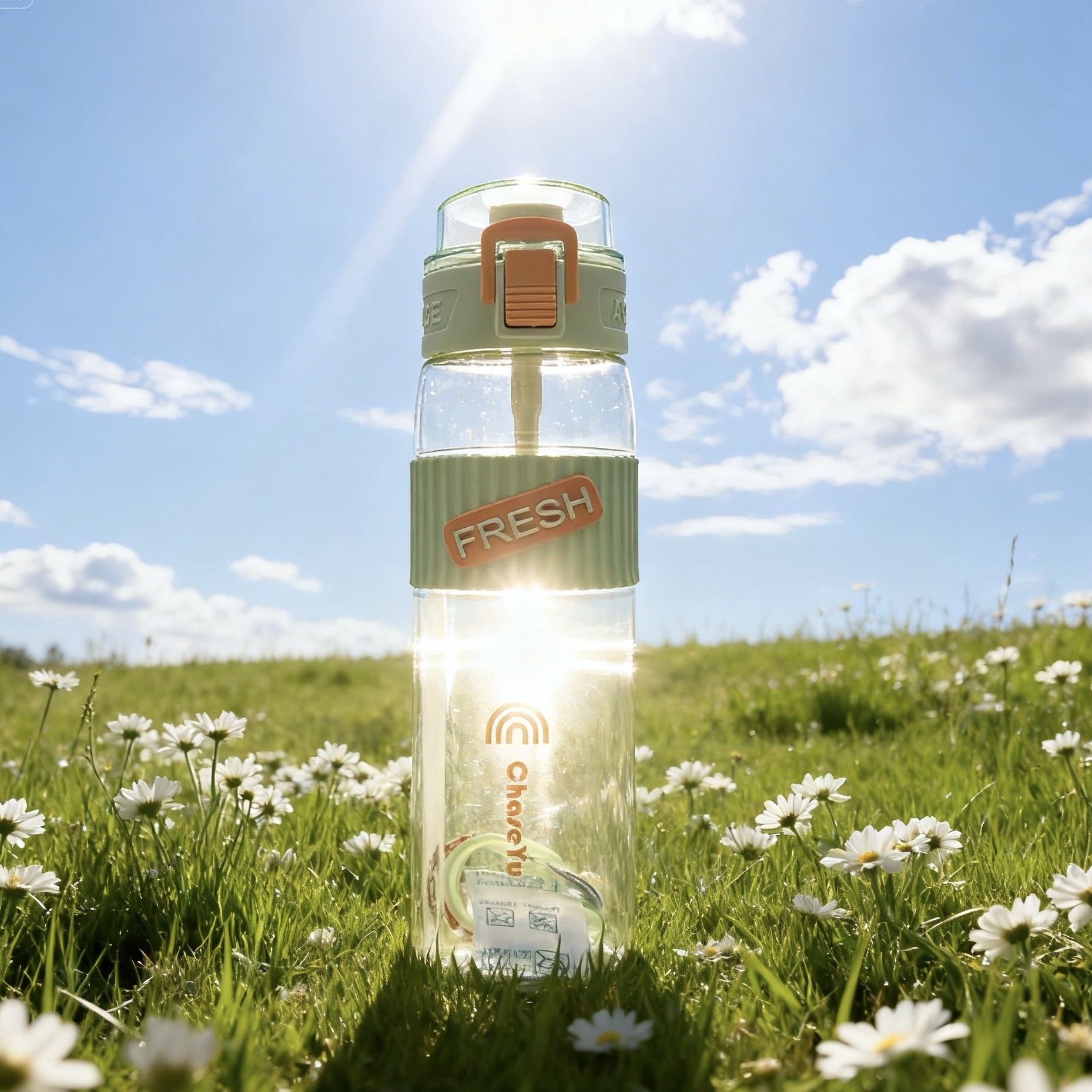 001 Large Capacity Aesthetic Outdoor Sports Bottle Anti-drop High Temperature Resistant Portable Straw Korean Version_voghion.com