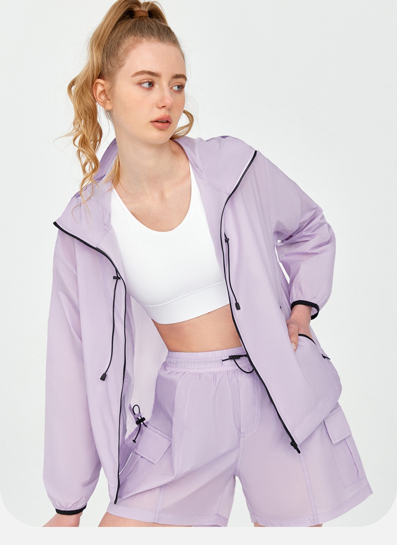 ActiveGo ActiveGo Giacca sportiva leggera da esterno, casual, con cappuccio, per yoga, da indossare in palestra e all'aperto_voghion.com