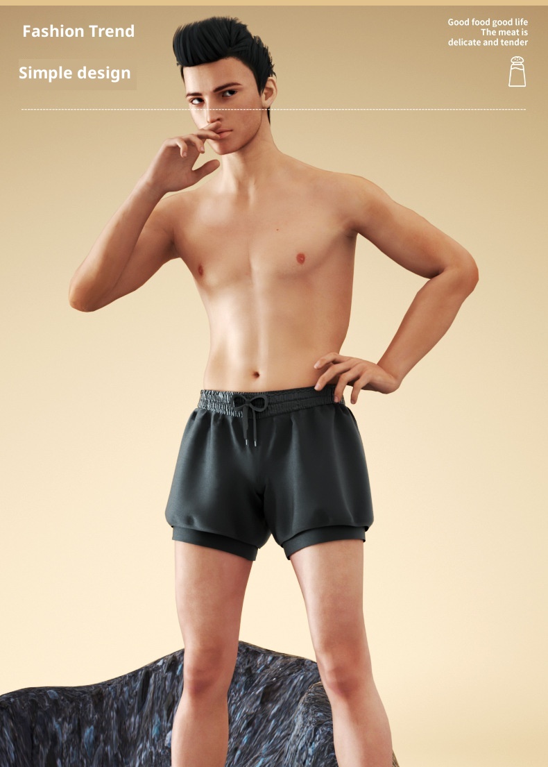 001 Men's Double Layer Swim Boxer Adult Quick-Dry Anti-Embarrassment Trunks Beach Shorts Hot Spring Swimming Gear Set_voghion.com