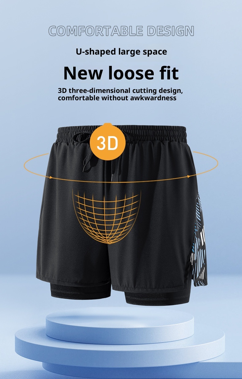 001 Yuke Herren Badehose, doppellagig, schnelltrocknend, professionell, Anti-Peinlichkeits-Badehose, neue große Größe, lockerer Schnitt, Sonnenschutz_voghion.com