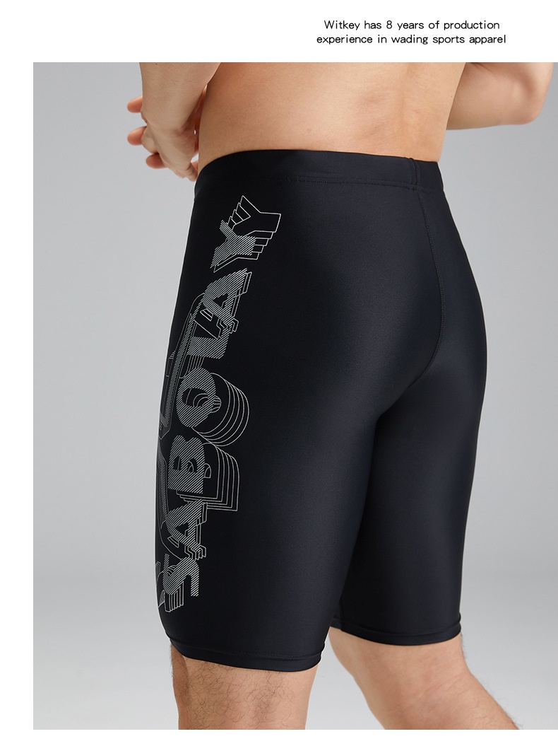 001 New Cross-Border Adult Men's Tight Breathable Nylon Boxer Shorts Extended Chlorine-Resistant Five-Point Swimming Trunks_voghion.com