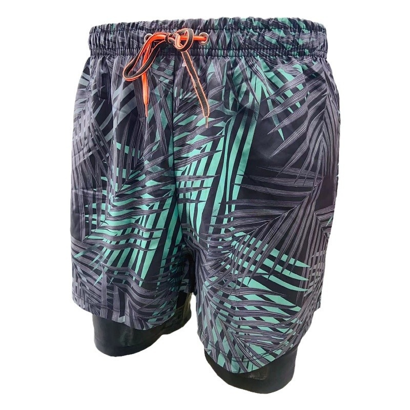 001 Anti-Embarrassment Double Layer New Printed Adult Swimming Comfortable Boxer Shorts Plus Size Men's Swim Trunks_voghion.com