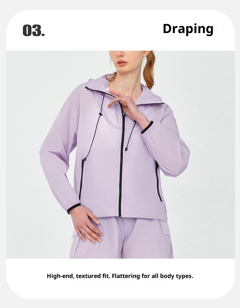 ActiveGo ActiveGo Giacca sportiva leggera da esterno, casual, con cappuccio, per yoga, da indossare in palestra e all'aperto_voghion.com