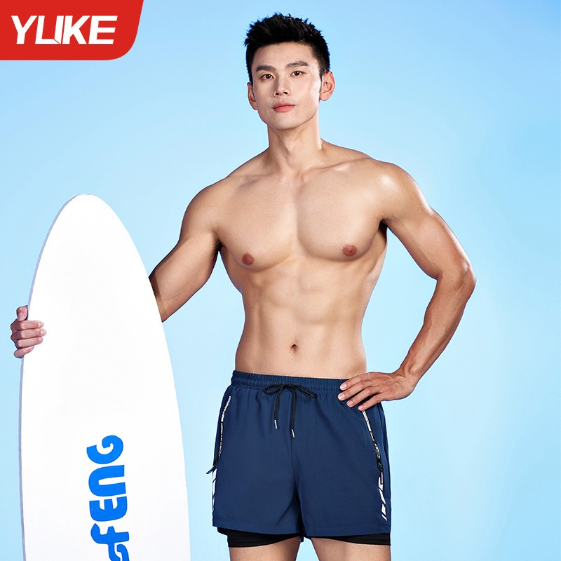 001 Swim Trunks Men's Boxer Five-Point Swimsuit Set Anti-Embarrassment New Professional Beach Adult Swimming Gear_voghion.com