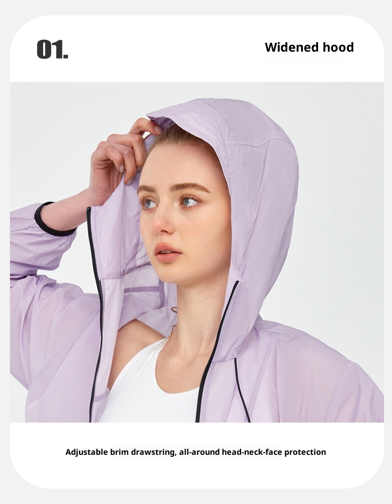 ActiveGo ActiveGo Giacca sportiva leggera da esterno, casual, con cappuccio, per yoga, da indossare in palestra e all'aperto_voghion.com