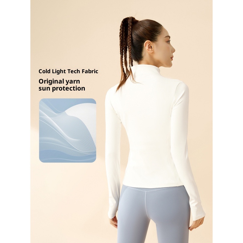ActiveGo ActiveGo Abbigliamento solare per donna, estate, sport all'aria aperta, protezione UV, giacca aderente con colletto alla coreana_voghion.com