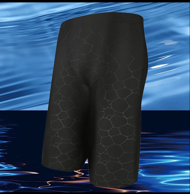 001 Wholesale Men's Large Size Five-Point Professional Long Racing Adult Boxer Beach Shorts Shark Swim Trunks_voghion.com