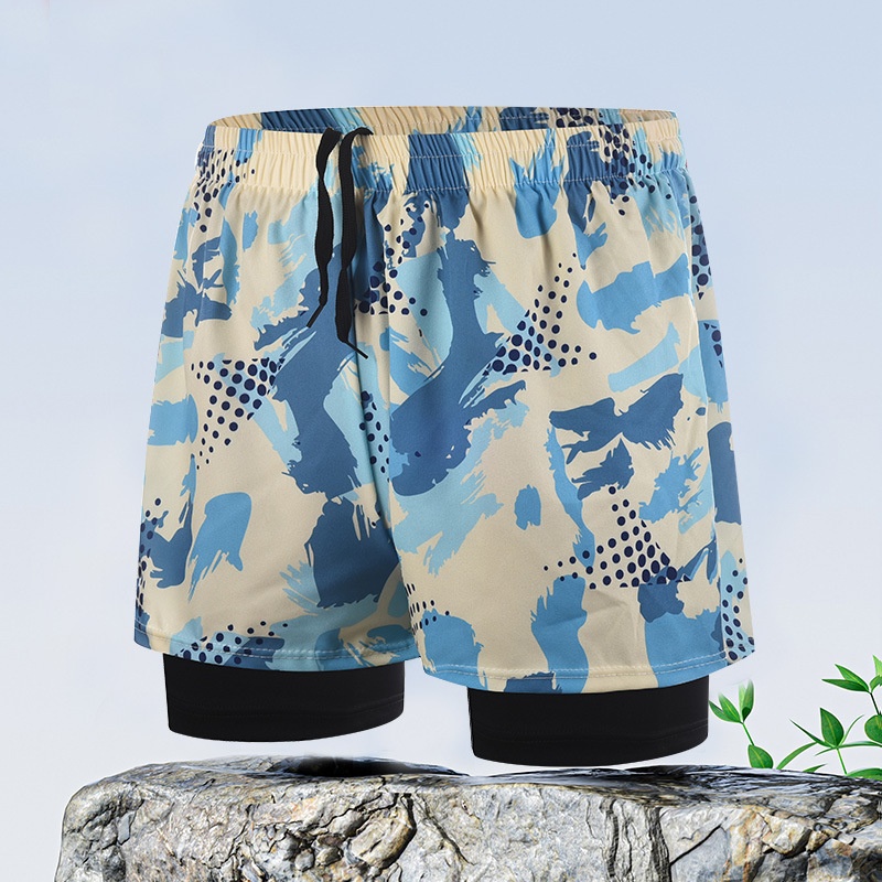 001 New Quick-Dry Double-Layer Anti-Embarrassment Plus Size Loose Fit Printed Adult Swim Trunks Professional Men's Swimwear_voghion.com