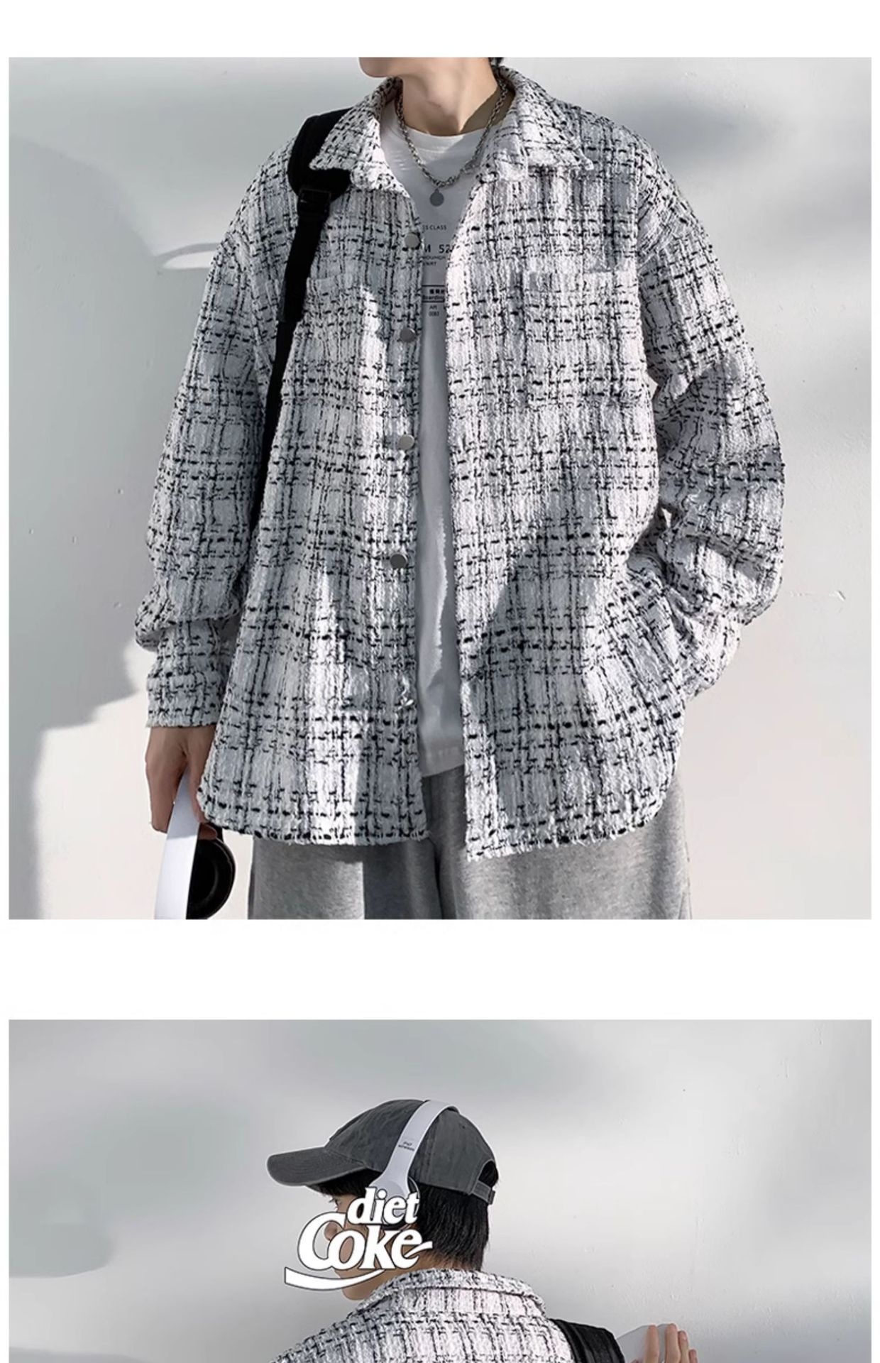 ActiveGo ActiveGo NASAABOUT Houndstooth Men's Brand European American High Street Spring And Autumn Trendy Cool Jacket British Style_voghion.com
