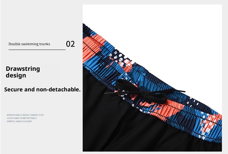 001 Neue, schnelltrocknende, doppellagige, bedruckte Badehose in Übergröße mit Anti-Peinlichkeits-Effekt – Professionelle Herren-Bademode_voghion.com