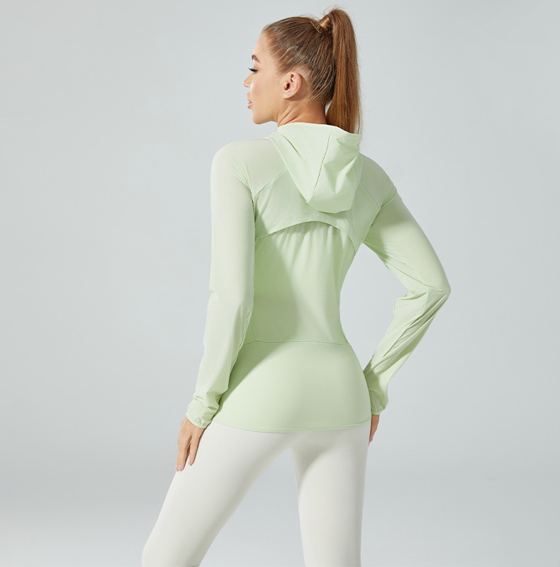 ActiveGo ActiveGo QCFE Qiancai Feier Summer Outdoor Sports Yoga Fitness Running Hooded Ice Feel Sun Protection Jacket For Women 3031_voghion.com