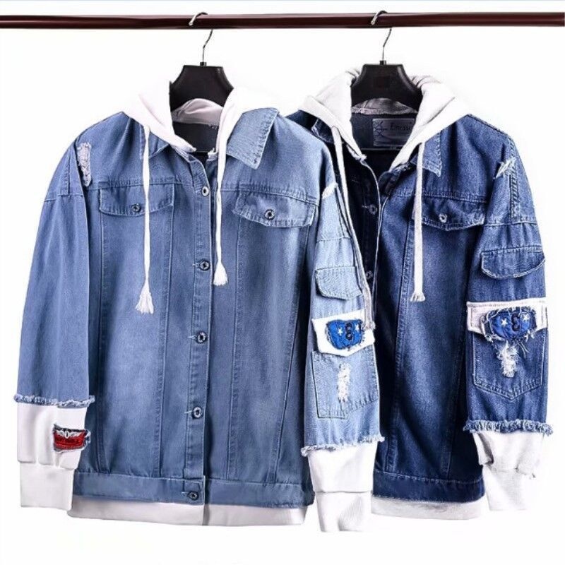 ActiveGo ActiveGo Spring And Autumn Hooded Denim For Men Korean Style Trendy Student Jacket Slim Fit Handsome Retro Top Men's Clothing_voghion.com