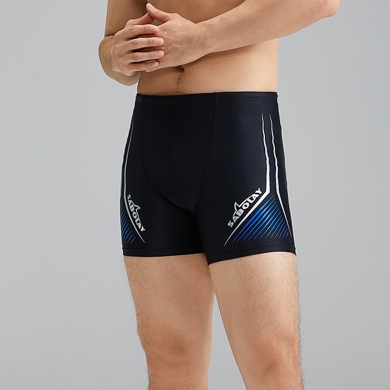 001 New Adult Men's Nylon Thickened Boxer Briefs Anti-Embarrassment Swim Professional Quick-Dry Surfing Swimming Trunks_voghion.com