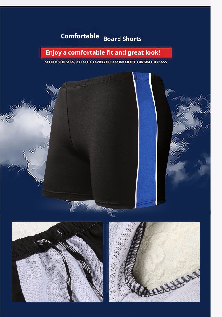 001 Men's Loose Adult Swim Trunks Plus Size Hot Spring Vacation Beach Anti-Embarrassment Boxer Shorts Quick-Dry Comfortable_voghion.com