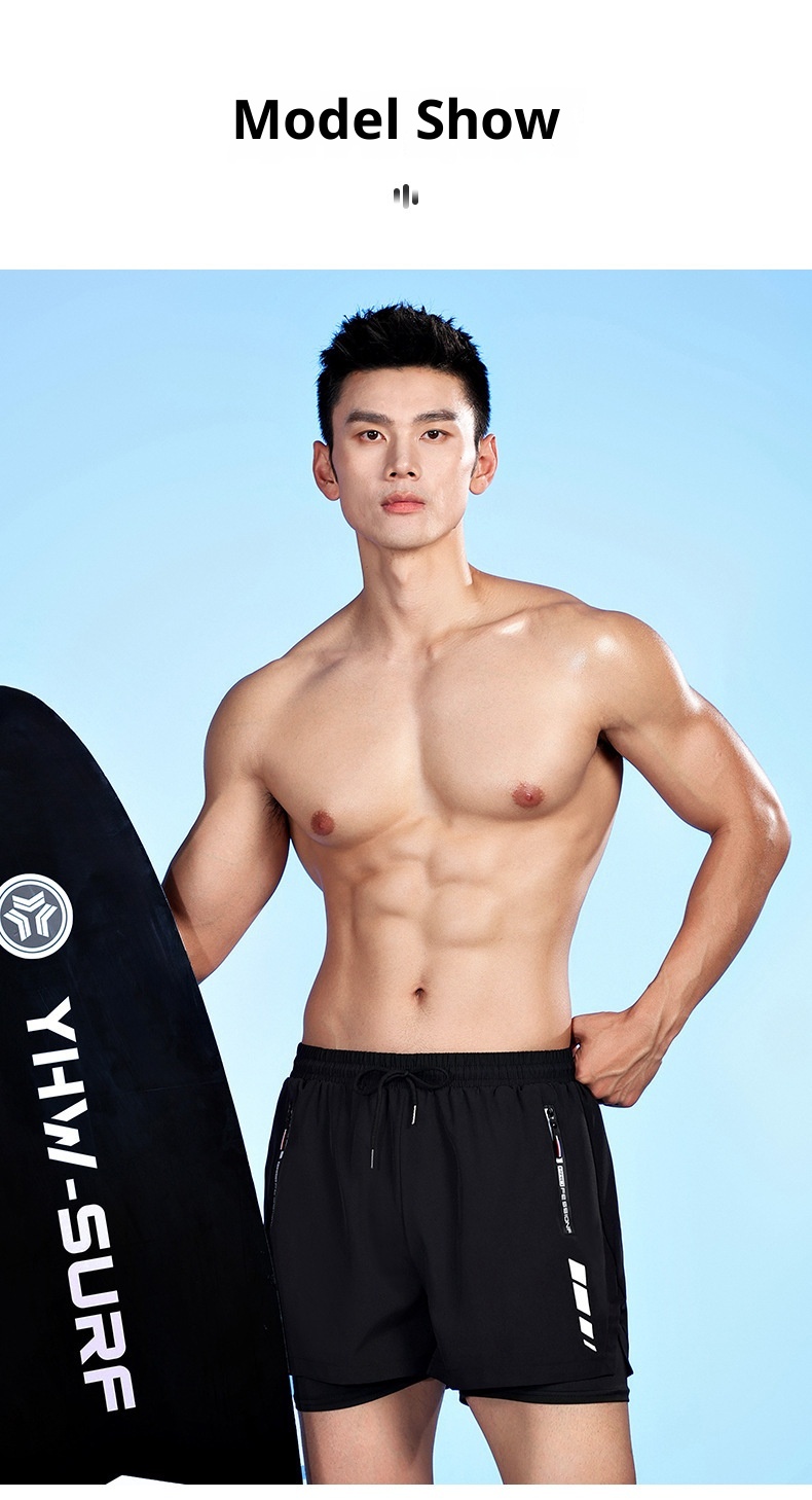 001 Badehose Herren Boxer Fünf-Punkt-Badeanzug-Set Anti-Peinlichkeiten Neue professionelle Strand-Schwimmbekleidung für Erwachsene_voghion.com