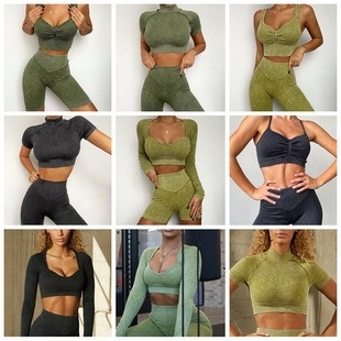 ActiveGo ActiveGo Cross-Border New Outdoor Sports Top Women Seamless Long Sleeve Yoga Wear Vest Pants Fitness Set Wholesale_voghion.com