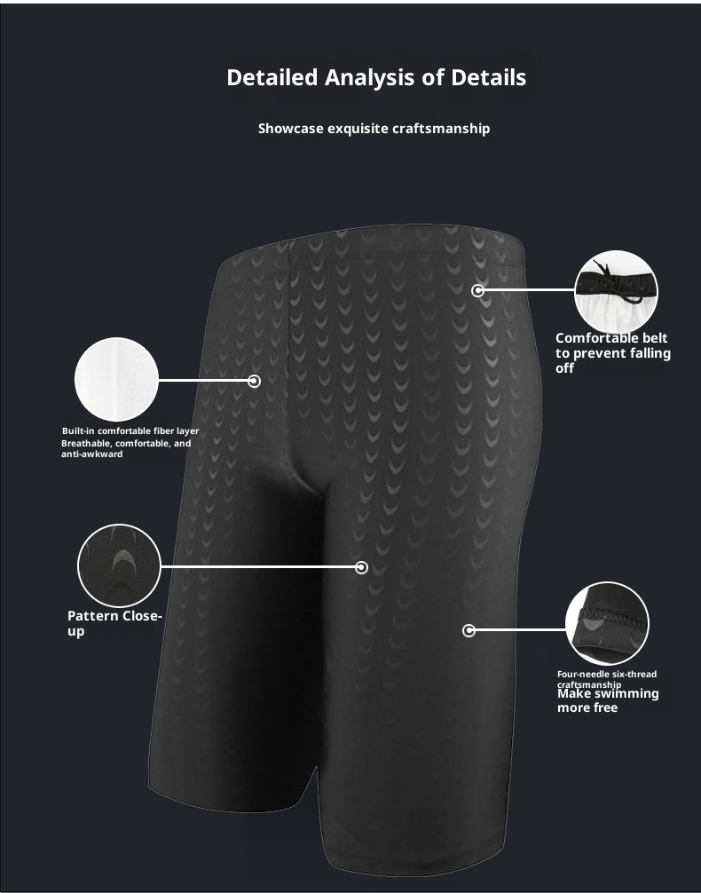 001 Wholesale Men's Large Size Five-Point Professional Long Racing Adult Boxer Beach Shorts Shark Swim Trunks_voghion.com