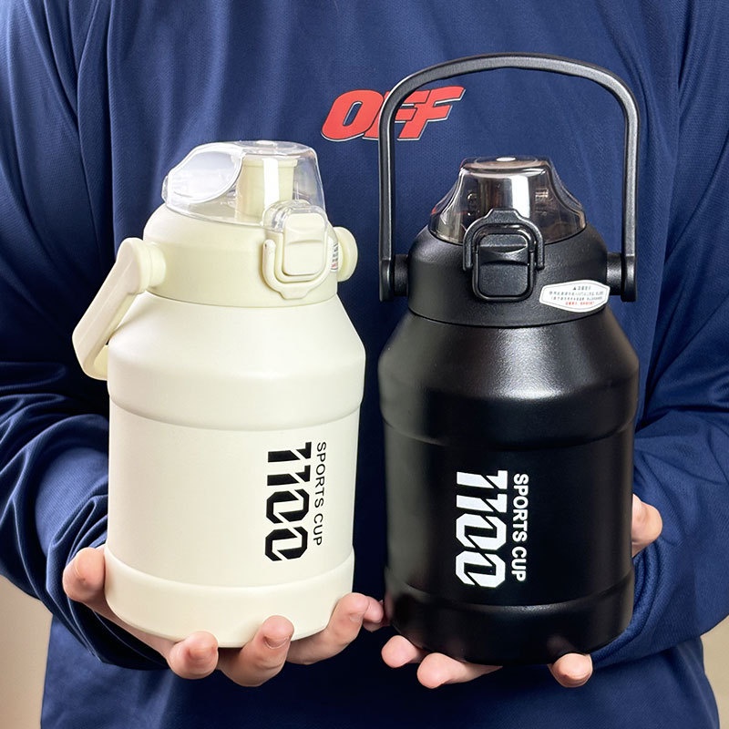 001 Borraccia termica in acciaio inossidabile di grande capacità con cannuccia per sport all'aperto, portatile, fitness, thermos_voghion.com