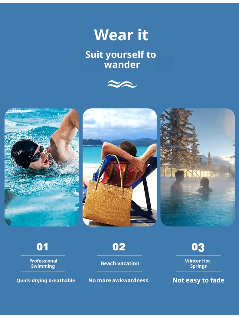 001 New Men's Trunks Double Layer Anti-Embarrassment Quick-Dry Plus Size Boxer Adult Swimwear Beach Shorts Swimming Gear_voghion.com